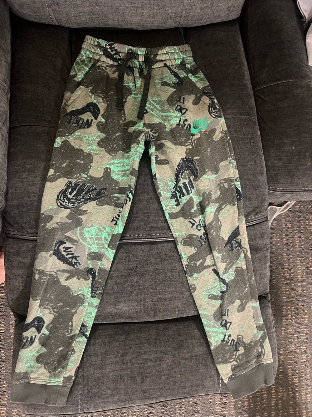 Nike Olive Camo Joggers with Green Accents